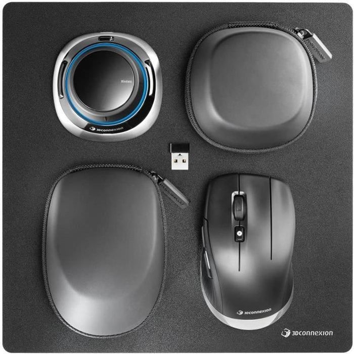 3DCONNEXION SpaceMouse Wireless Kit 2 Souris 3D - 2 boutons - Sans fil, filaire - 2.4 GHz - Récepteur sans fil USB