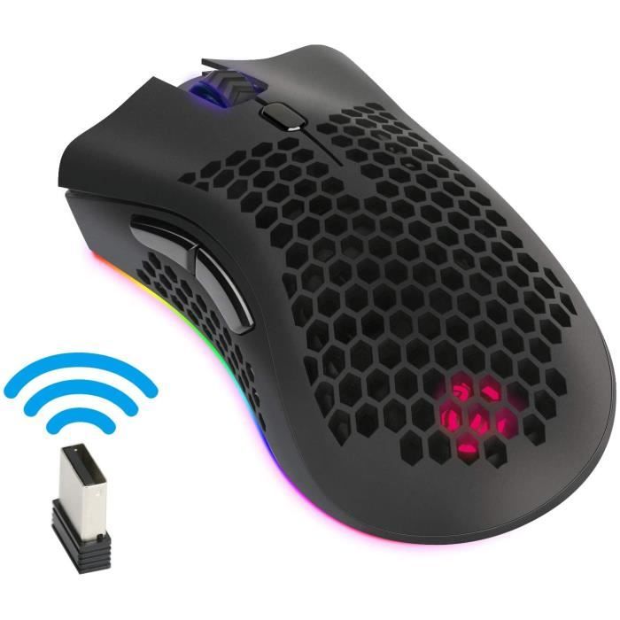Souris sans Fil, 2.4G Souris Optique Mobile 5 Modes d'éclairage, 7 Boutons Niveaux pour Windows Mac PC Computer Gaming Office