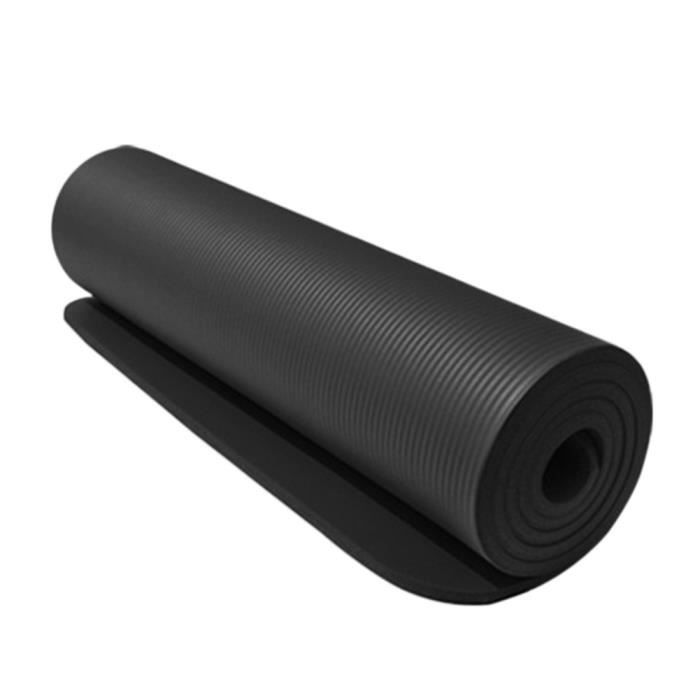 Tapis de Yoga Antidérapant Epais Durable Pour Pilates, Fitness et Entraînement avec Sangle de Transport Noir 183X61X1cm