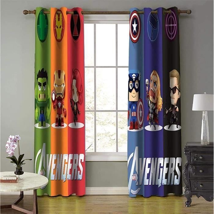 Baryy Occultant Rideaux - Avengers 3D Impression NuméRique, Isolant Thermique Super Doux Opaque Rideaux, 2X 75x166cm(WxH) 553