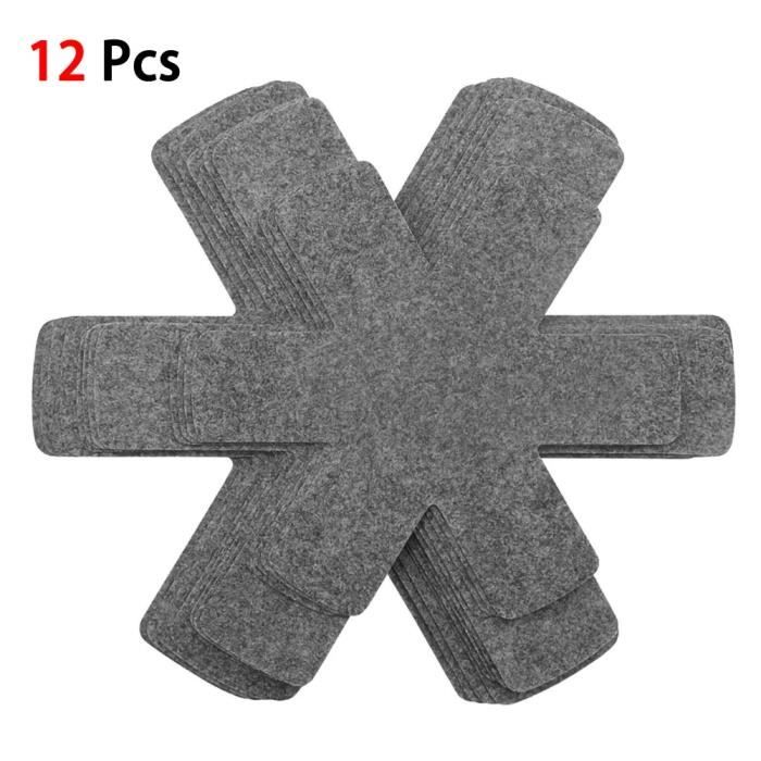 Set de table,Coussinets de séparation Premium avec impression grise, 12 pièces, protecteurs de Pot et casseroles - Type Ardoisé