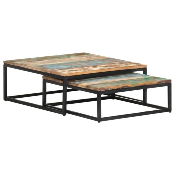 KAI Tables basses gigognes 2 pcs Bois de récupération massif