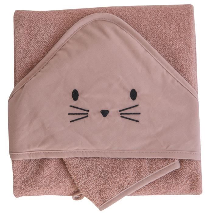 DOMIVA Coffret sortie de bain Uni - Eponge 100% Coton - Avec gant - Terracotta - 75 x 75 cm