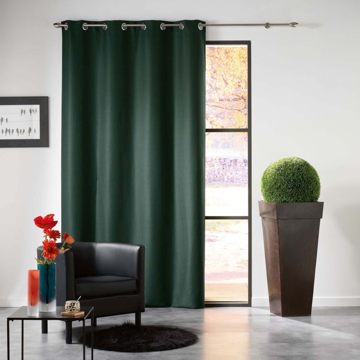 Rideau a oeillets 140 x 240 cm occultant uni mezzo Vert