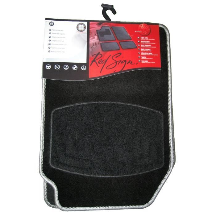 RED SIGN Tapis moquette SUN noir bordé silver x4