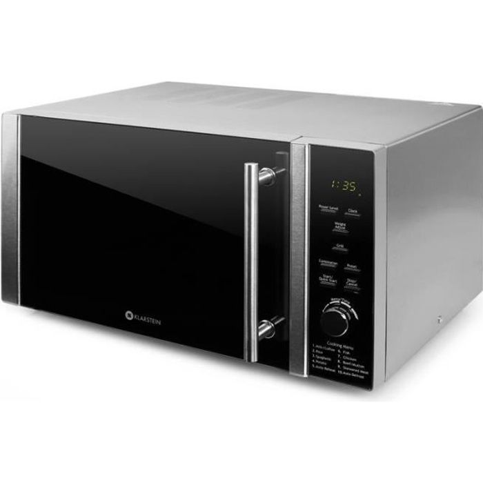 Klarstein Luminance Prime - Four Micro onde 900W avec fonction grill 1000w 28L(facade miroir) - noir