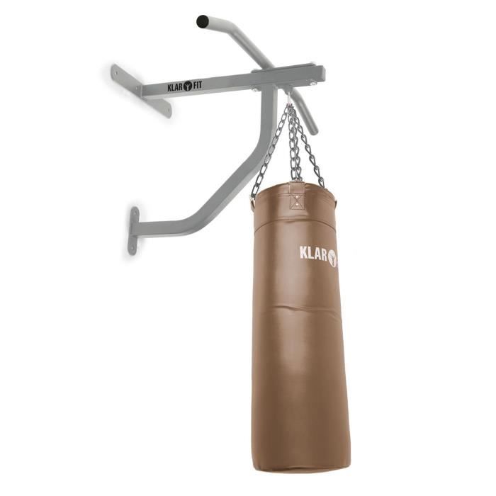 Klarfit Big Punch : Sac de Frappe Punching Ball Boxe et Barre de Traction Murale (350 Kilos max, Fixation Murale)