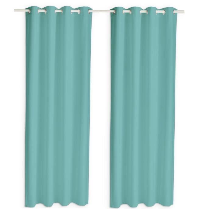 TODAY Paire de rideaux isolants thermiques - 140 x 240 cm - Diabolo menthe TODAY