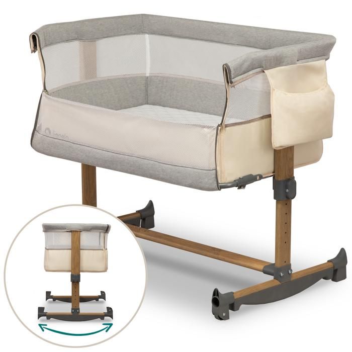 LIONELO Berceau cododo lit bébé Leonie avec matelas et 5 niveaux de hauteur - Beige