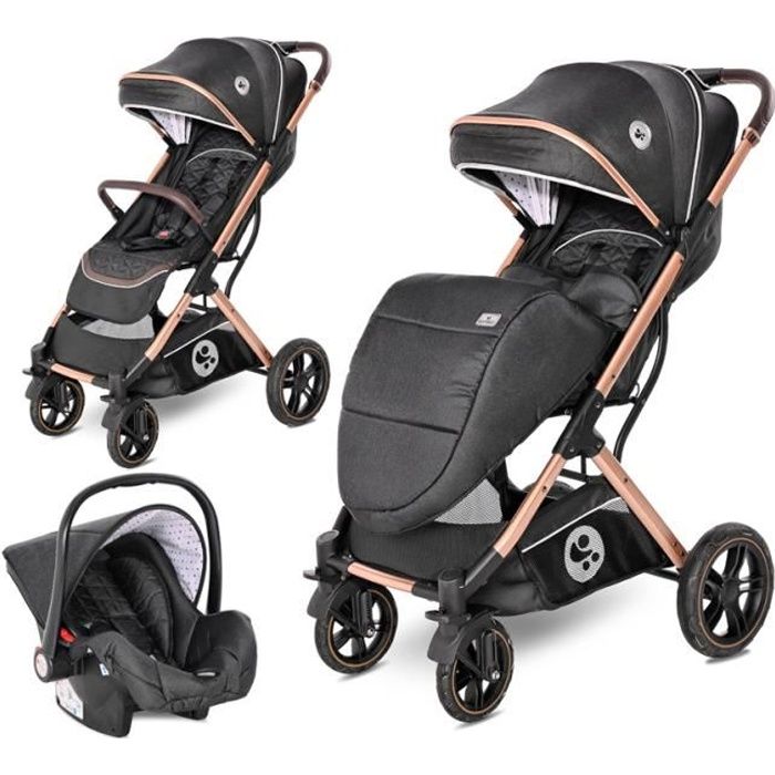 Poussette combinée duo 2 en 1 avec siège auto 0m + Storm SET Lorelli noir