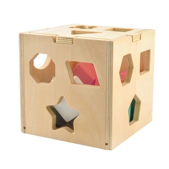 Cube de tri de formes en bois à partir de 3 ans 12 blocs 14 12 Blocs