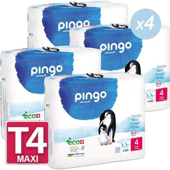 PINGO - Couches Écologiques pour bébé taille 4 - 7/18 kg (160 couches)
