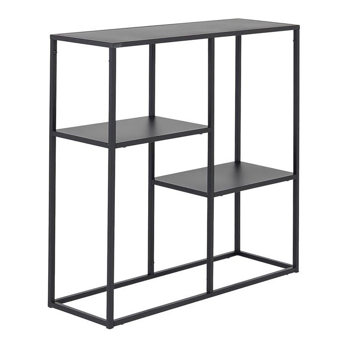 Table console avec 3 surfaces de rangement acier 80 x 80 x 26 cm noir Table console avec 3 surfaces de rangement acier 80 x 80 x 26 cm noir