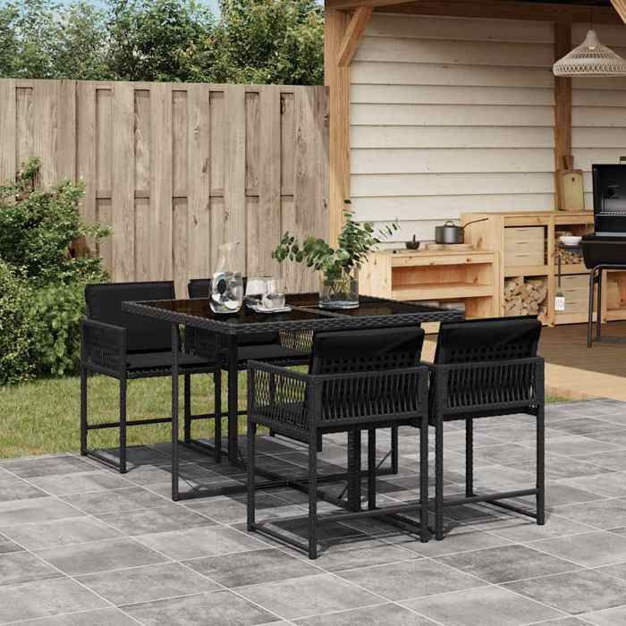 vidaXL Ensemble à Manger de Jardin avec Coussins 5 pcs Table et Chaises à Dossier Rabattable Meubles d'Extérieur Patio 3211435