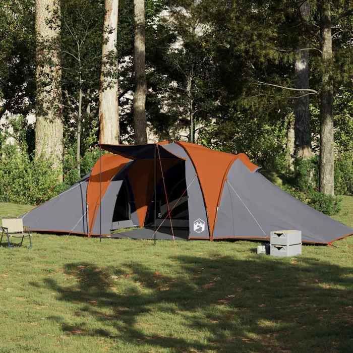 VidaXL Tente familiale à dôme 6 personnes gris et orange imperméable ...
