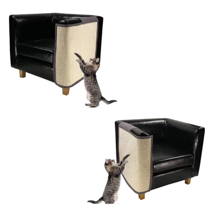 Comparer les prix de 140*60*13cm Tapis à griffes pour chat-Protège le canapé, les meubles, le sol et les murs-Couverture en sisal-QUIIENCLEE