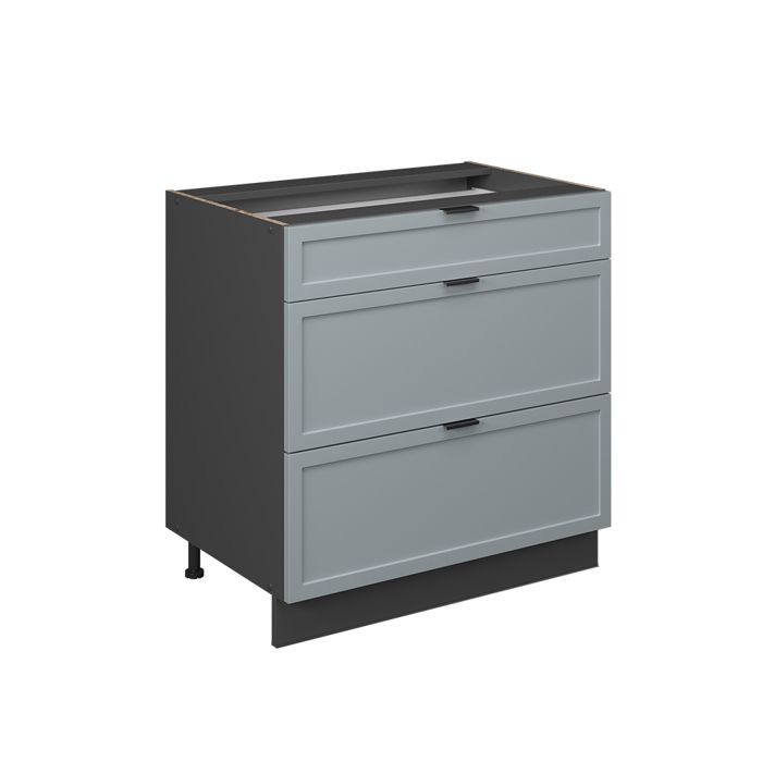 Meuble cuisine Fame-Line 80cm avec 3 tiroirs sans PT Bleu clair-gris/Anthracite Vicco 50884
