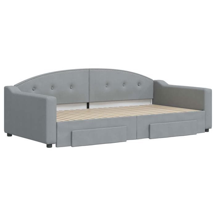 Canapé-lit 2 places - VIDAXL - Lit banquette avec tiroirs - 100x200 cm - Gris clair - Multifonctionnel
