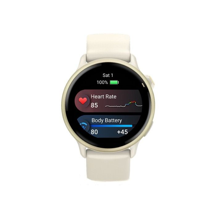 Montre connectée Garmin vívoactive 6 lunette Lunar Gold avec boîtier ivoire