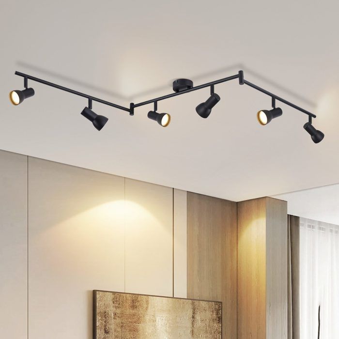 Plafonnier Orientable LED 6 Spots Noir Sable M2OUTLET – Moderne, Intérieur