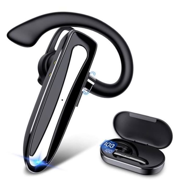 Oreillette Bluetooth Oreillette Sans Fil pour TéLéPhones Portables avec éTui de Charge Oreillette Mains Libres à une Seule Oreille