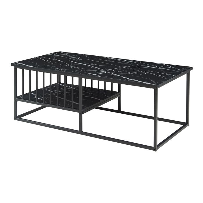Table basse Raukurg 120 x 60 x 42 cm effet marbre noir
