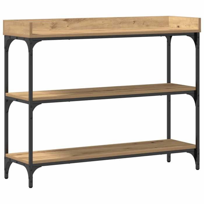 Réduction - Meuble console - Table dappoint Design élégant - avec étagère chêne artisanal 100 x 30 x 80 cm @FR974423