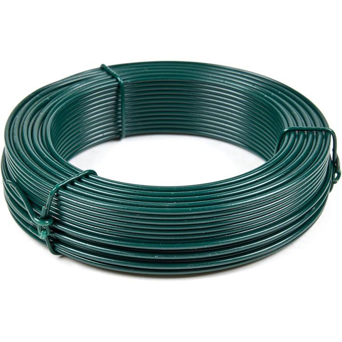 50 M Fil De Fer Jardinage Plastifié Vert Avec Système De Coupe Pratique