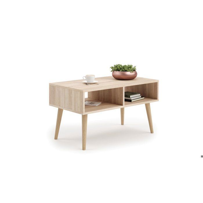 Table basse scandinave SLIMY - Chêne claire - Cdiscount Maison