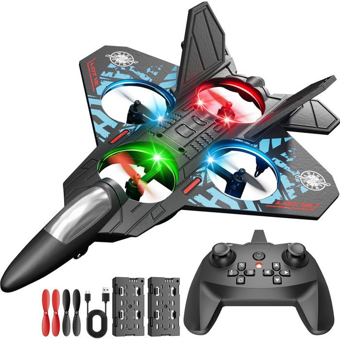 Avion Télécommandé 2 4 GHz Avion RC avec LED Drone Radiocommandé avec Gyroscopique à 6 Axes Planeur Volant Jouet pour Enfants Avion Télécommandé 2 4 GHz Avion RC avec LED Drone Radiocommandé avec Gyroscopique à 6 Axes Planeur Volant Jouet pour Enfants