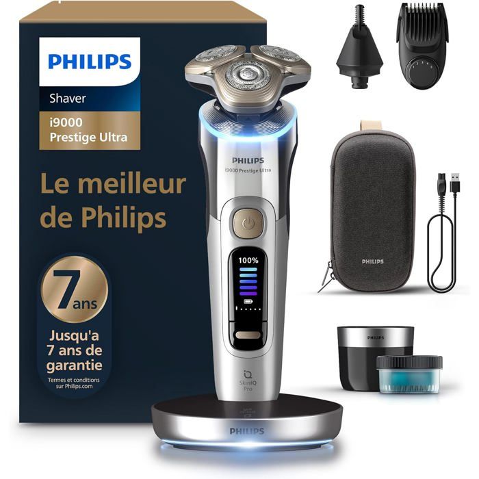 Philips Rasoir i9000 Prestige Ultra rasoir électrique 100% étanche technologie Skin IQ Pro système Triple Lift & Cut lames de précision NanoTech rotatives 360 5 modes de rasage XP9404/ - vue 9