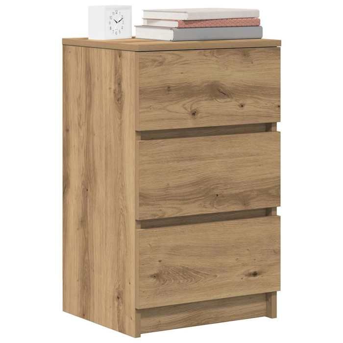 Tables de chevet 3 tiroirs - vidaXL - Chêne artisanal - 39x35x65 cm - 2 pièces - 3 tiroirs - 60 kg capacité totale