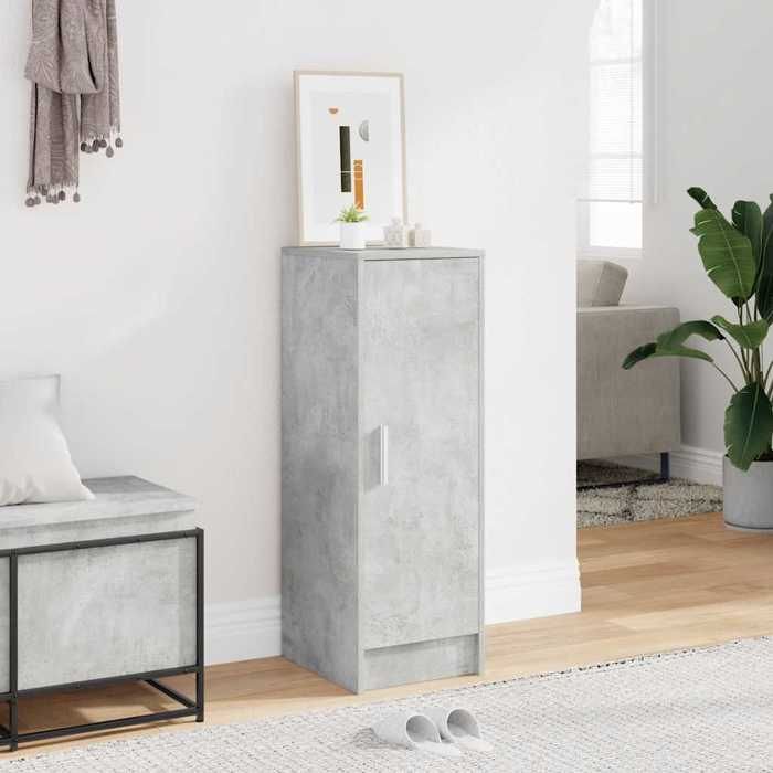 Armoire à chaussures - vidaXL - Gris béton - 32x35x92 cm - Bois dingénierie - 6 étagères - Porte réversible