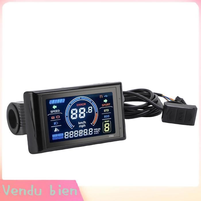 Écran daffichage couleur pour vélo électrique panneau de commande LCD toit deau pour guidon de 22.2mm