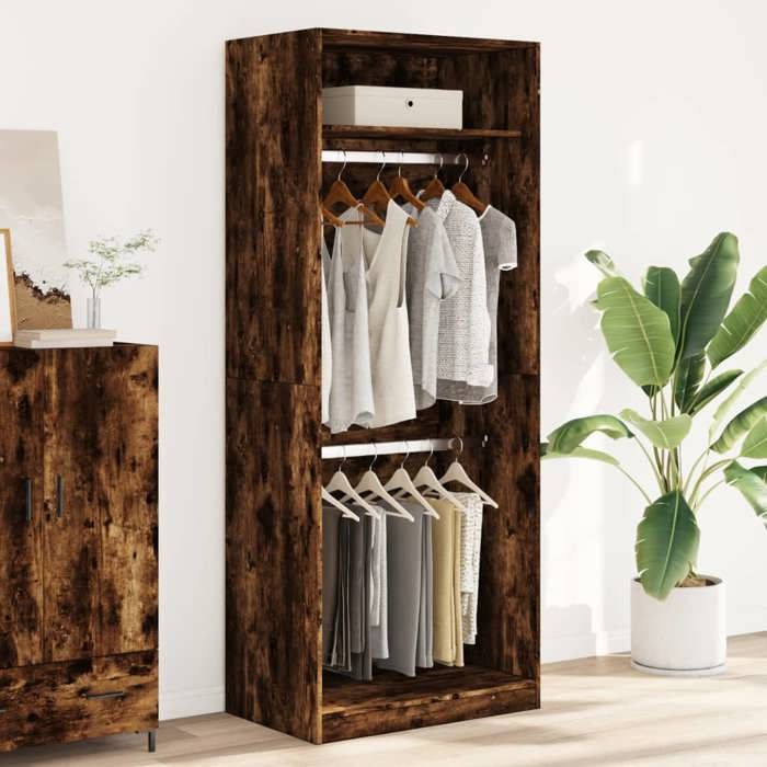 Décoratif - Garde-robe -(1 PCS）- Vidaxl - Armoire penderie Pour chambre chêne fumé 80x50x200 cm - bois dingénierie 275431