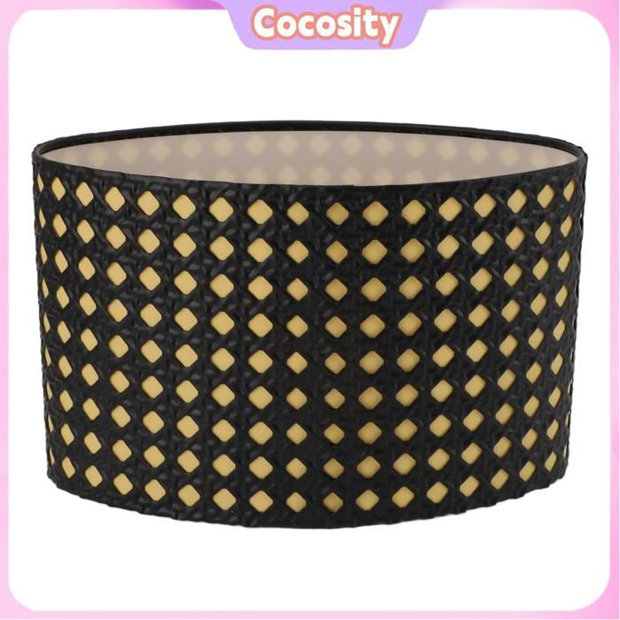 Cocosity Abat-jour ovale Lampshade Oval Shaped Hollow Metal Carved Compatible E27 E14 luminaire seul Doublure noire et jaune