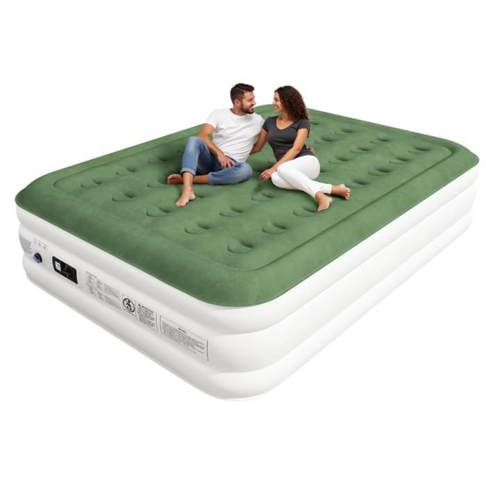 Matelas Gonflable 2 Personnes (203x152x40 cm) – Pompe Électrique Intégrée Gonflage Rapide en 3 Min Lit dAppoint Confortable