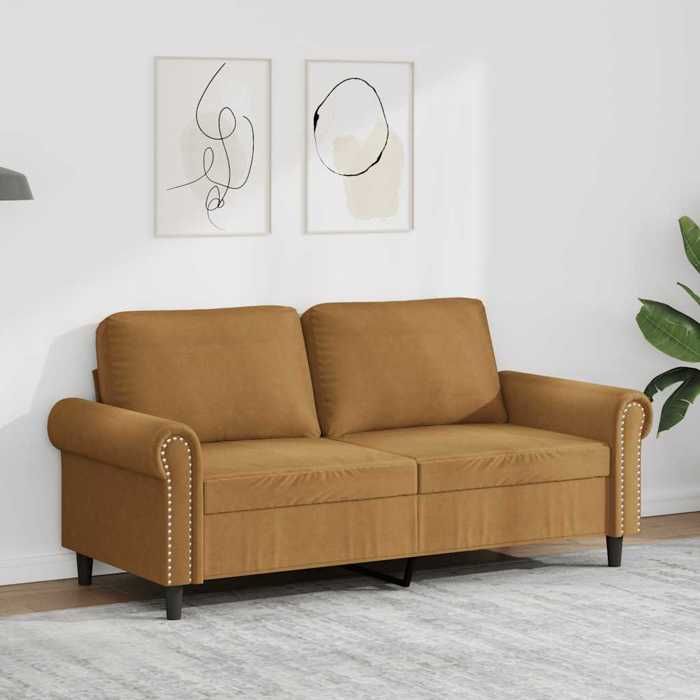 Sofa intérieure moderne vidaXL Canapé à 2 places Marron 140 cm Velours(13730）