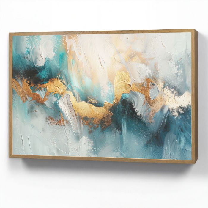 Applique Murale LED - Lampe de Chevet Murale Design - Motif Abstrait - Art - Or - Bleu 100x70 cm Couleur Turquoise - OnlyWow
