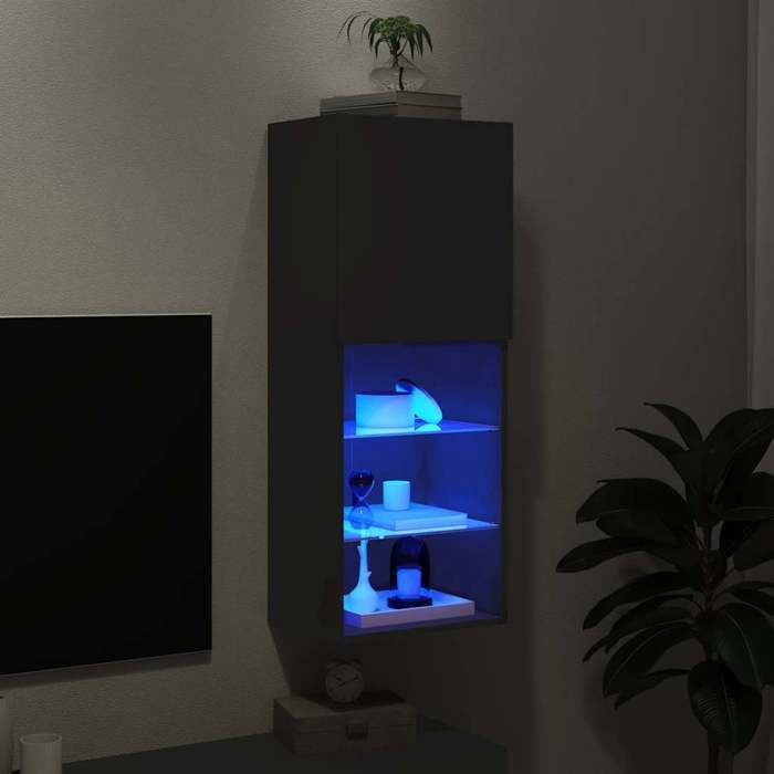 Meuble TV avec lumières LED noir 40 5x30x102 cm_2 ans garantie_30483