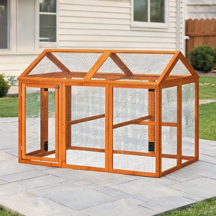 5 x 106 cm pour 1 à 3 Chicken Coop combining 55.1 x 34.8 x 41.7 in Orange Bois De Sapin and Volière extérieure en bois de sapin