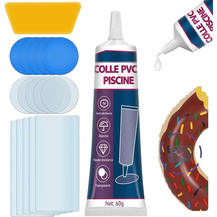 Kit Réparation Piscine Kit Réparation Spa Gonflable Kits Entretien Spa Étanche et Transparent pour Matelas Pneumatiques (60g)