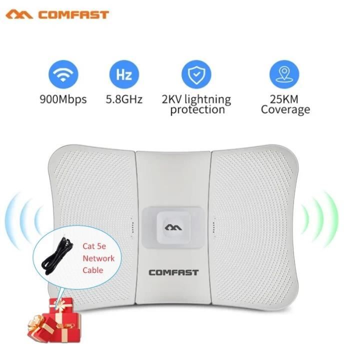 5.8G Extérieur 25KM Longue Portée Wifi Pont 900Mbps Sans Fil ICPE