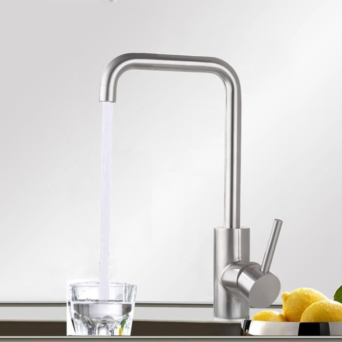 Homelody Robinet de Cuisine Mitigeur Evier Bec Pivotant /à 360/° en Laiton Durable en Acier Inox Bross/é Anti-Empreinte Robinetterie Cuisine avec Mousseur ABS Bon Rapport Qualit/é Prix