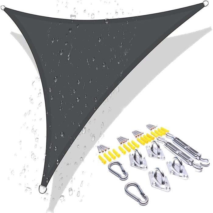 Voile D’Ombrage Triangle, Imperméable, Anti-Uv, Tendeurs, Terrasse, Balcon,3 X 3 X 3 M, Gris Voile D’Ombrage Triangle, Imperméable, Anti-Uv, Tendeurs, Terrasse, Balcon,3 X 3 X 3 M, Gris