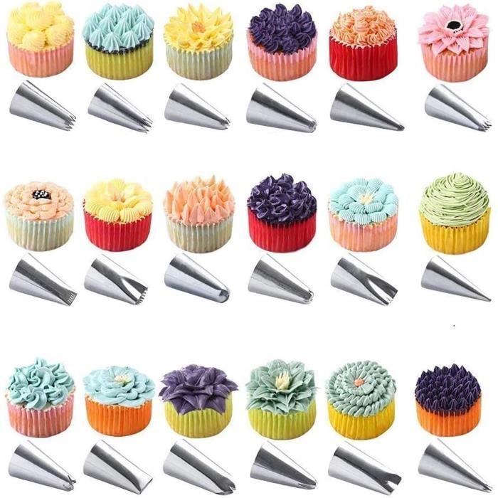 Kit 8 Douilles à Pâtisserie Professionnelles En Inox - Modèles 1M, 2D, 1A, 6B, 580, 108E, 2F, R6 - Pour Gâteaux Et Cupcakes