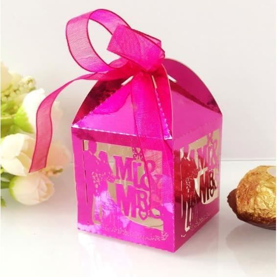 Lot De 100 Boîtes à Dragées De Mariage, Motif Papillon, 10,9 X 7,9