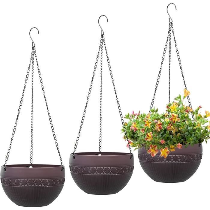 Lot De 3 Pots De Fleurs Suspendus En Métal Vintage - Avec Crochets Amovibles Et Trous De Drainage, Pour Balcon Ou Intérieur
