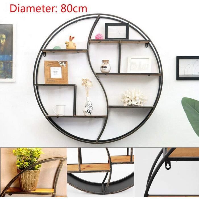 80cm Etagere Murale Ronde Retro Decorative Support Mural Decoratif Retro Cdiscount Maison