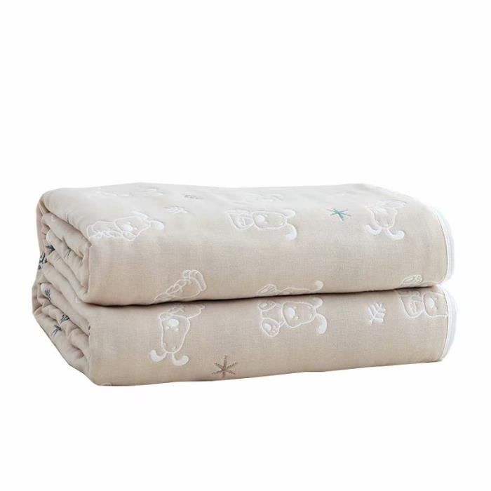 Couverture Plaid Bebe Naissance En Mousseline De 100 Coton A Six Couches Motif Chiens Impression 90x100cm Taupe Cdiscount Pret A Porter